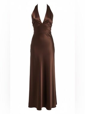 Express Elegant Brown Halter Midi Dress ❤️💌